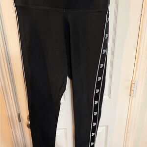 PINK Victoria's Secret Black Yoga Leggings with White Logo Print